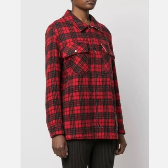 $780 Pierre-Louis Mascia Pancake Plaid Check Shirt Size XS 100% Wool - Picture 1 of 11